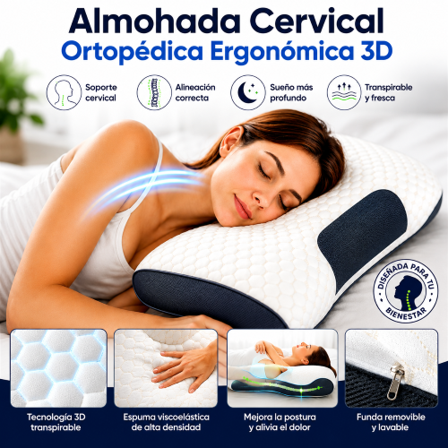 Almohada Cervical Ortopédica Ergonómica 3D💤