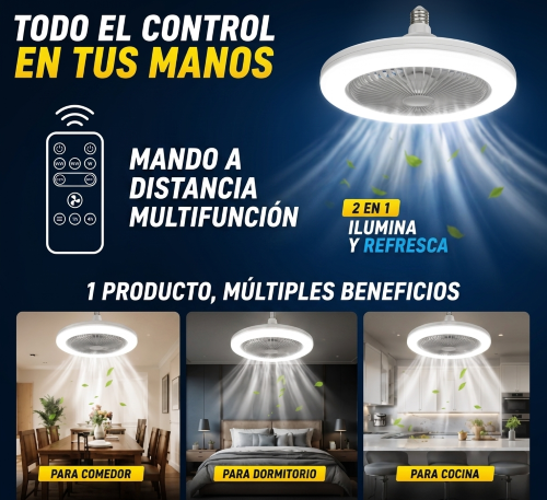 ❄️ TurboMax™ LED FanLight | Aire Fresco + Luz Potente en un Solo Dispositivo | con Control Remoto❄️