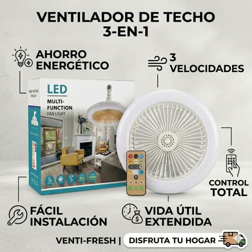 ❄️ TurboMax™ LED FanLight | Aire Fresco + Luz Potente en un Solo Dispositivo | con Control Remoto❄️