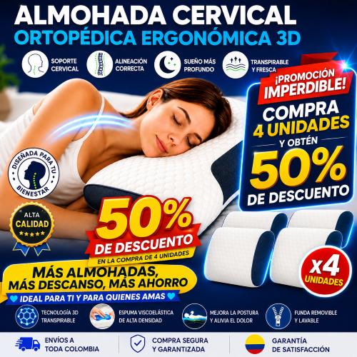 PAGA 1 y LLEVASE 4 - Almohada Cervical Ortopédica Ergonómica 3D💤